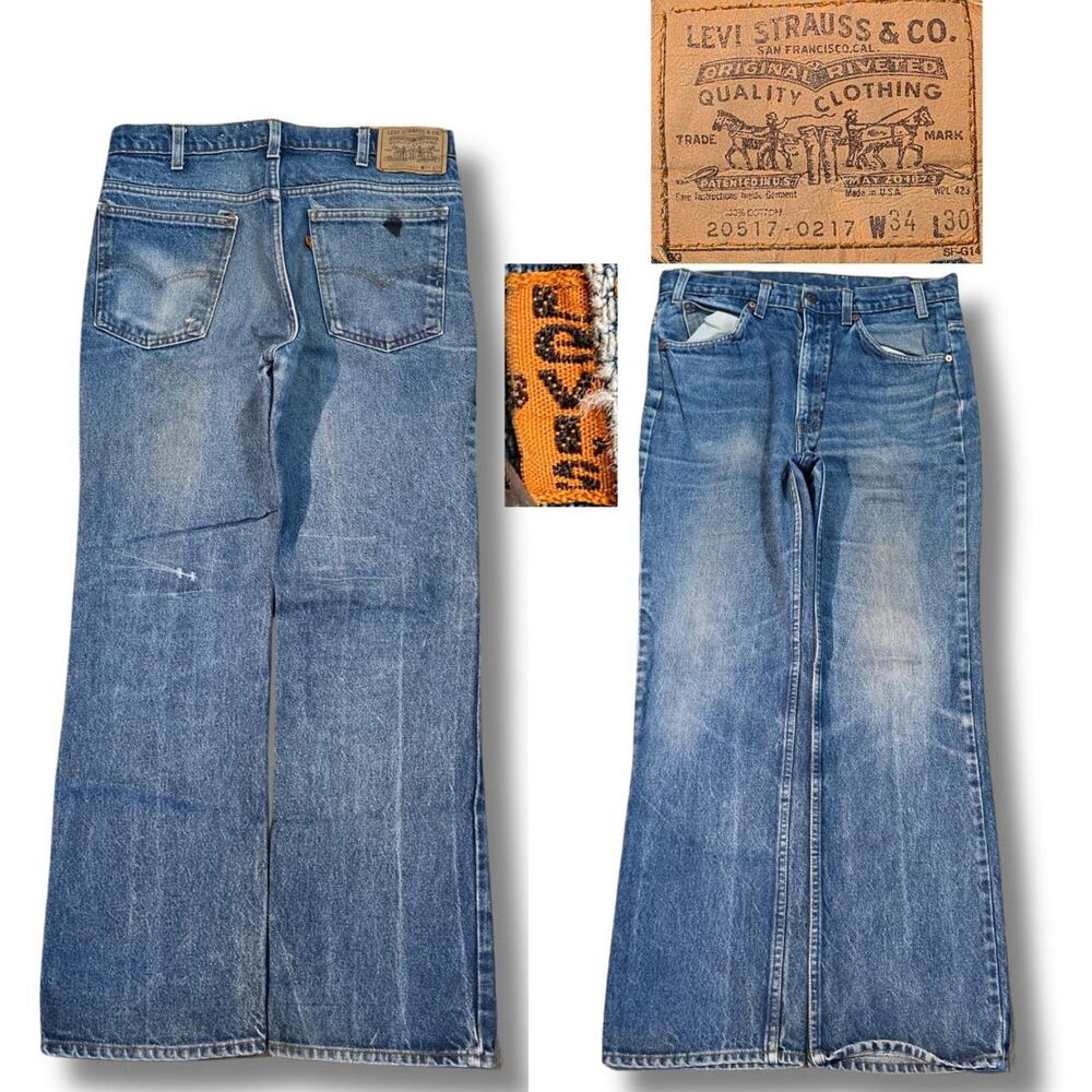Vintage 1980's Levi 517 Boot Cut Orange Tabs (32x30)